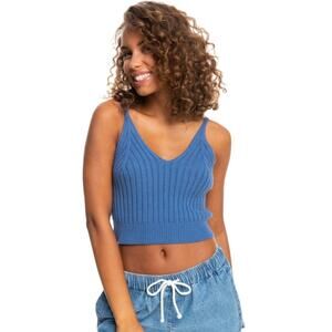 Roxy Women's Promise Me Sweater Knit Tank Top Blue Size Large Cropped NEW